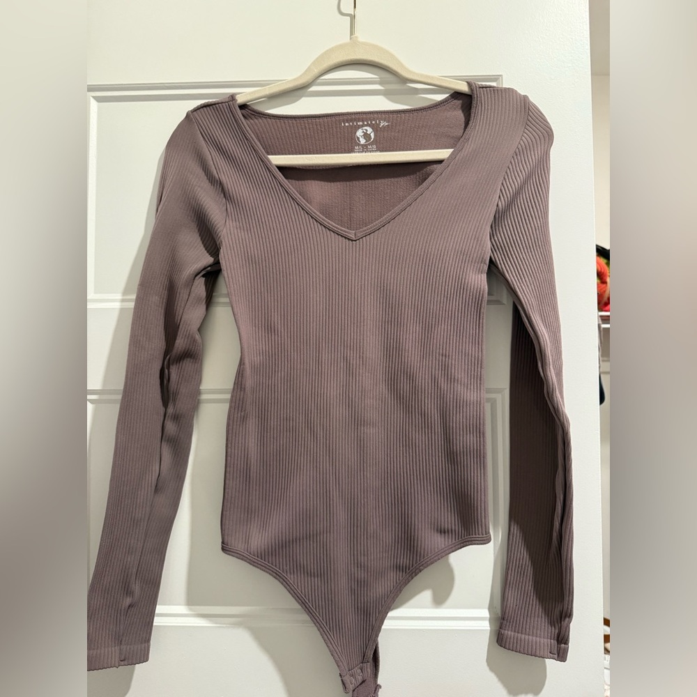 Free People Long Sleeve Dusty Purple Body Suit